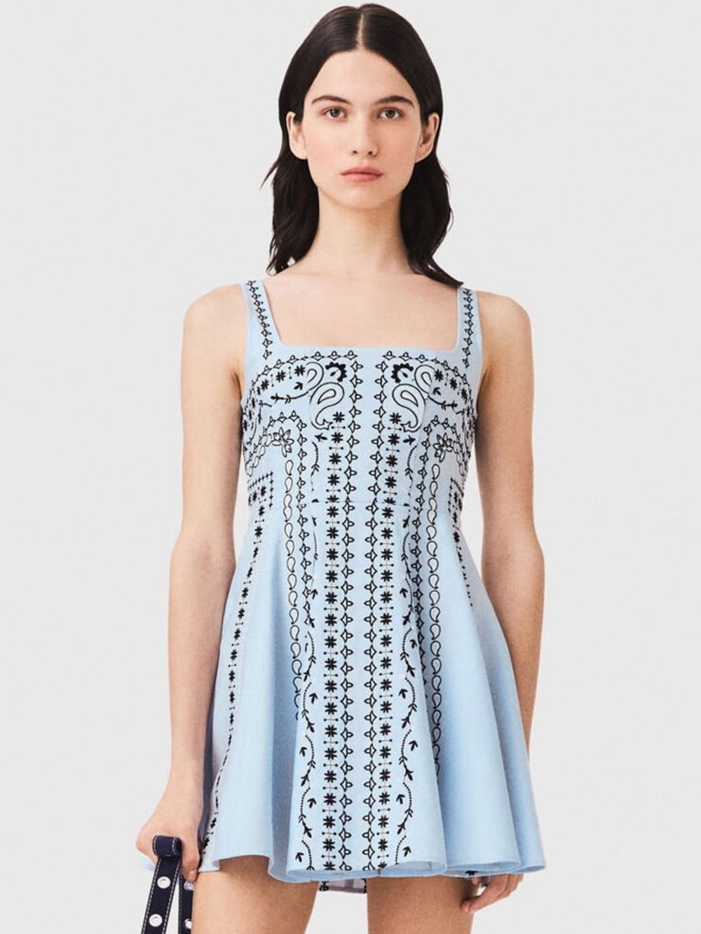 Maje Bandana Print Dress Blue & Black Medium